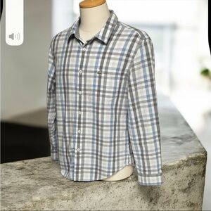 Lacoste Men's Blue Gray checkered long sleeve Shirt size 40